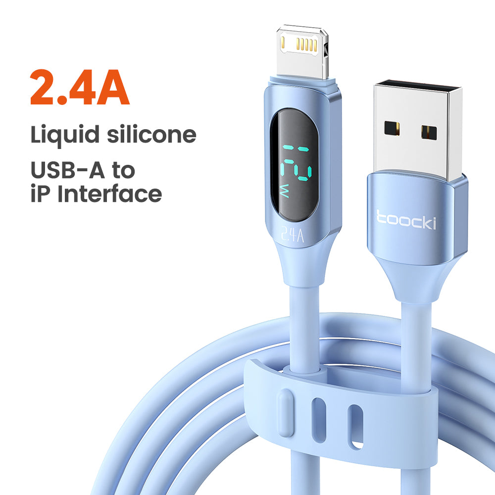 TOOCKI TQ-X55A1 2m Digital Display 2.4A USB to Lightning Liquid Silicone Data Cable