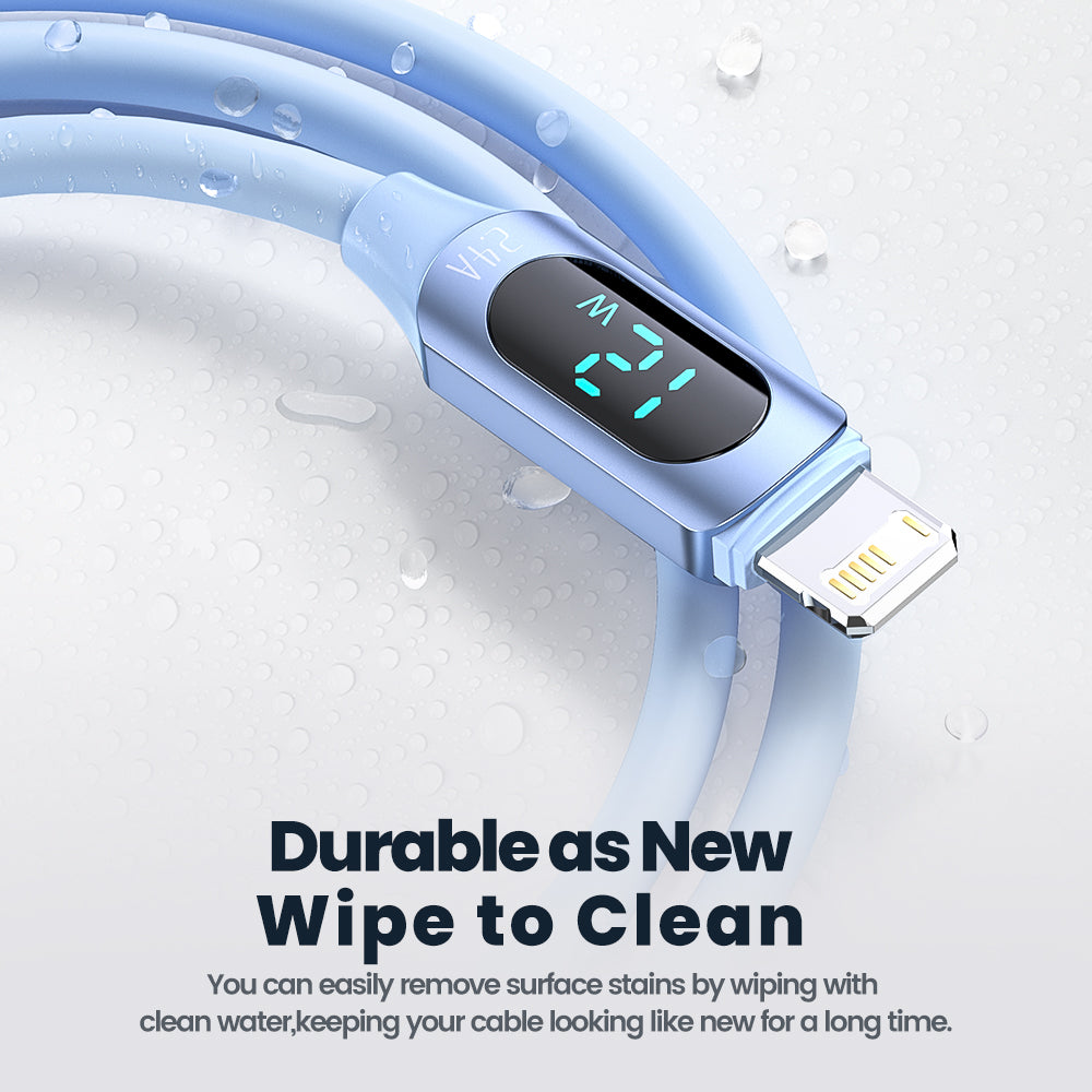 TOOCKI TQ-X55A1 2m Digital Display 2.4A USB to Lightning Liquid Silicone Data Cable
