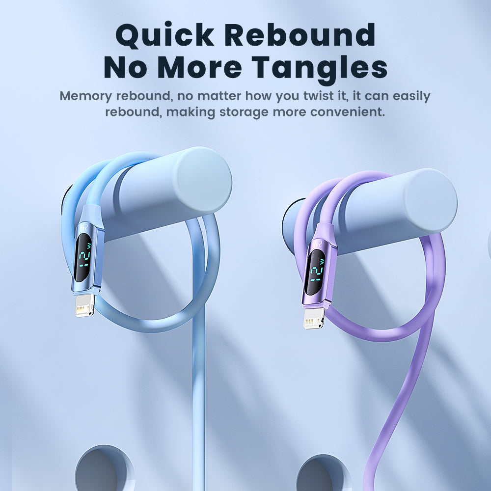 TOOCKI TQ-X55A1 2m Digital Display 2.4A USB to Lightning Liquid Silicone Data Cable
