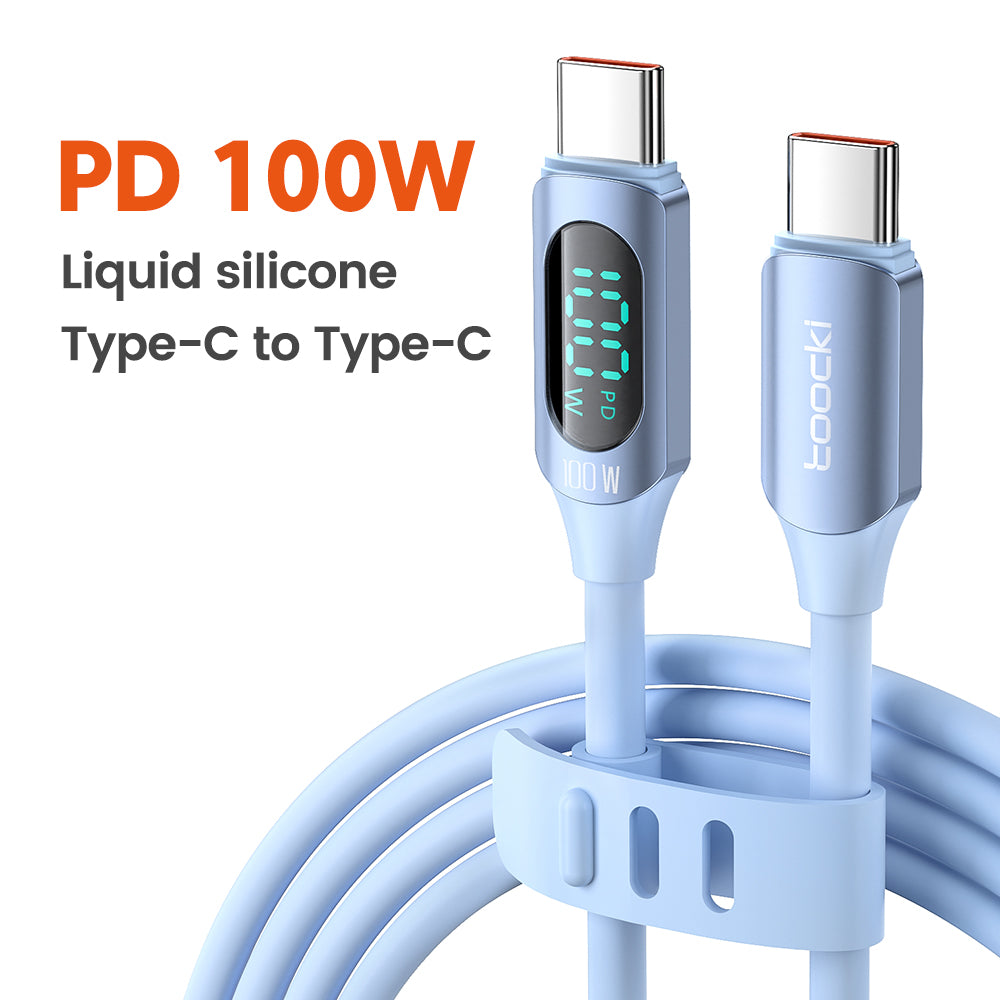TOOCKI TQ-X55C2 1m PD 100W Type-C to Type-C Digital Display Liquid Silicone Data Cable