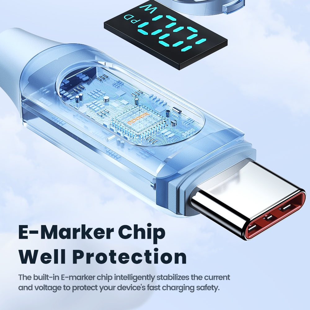 TOOCKI TQ-X55C2 1m PD 100W Type-C to Type-C Digital Display Liquid Silicone Data Cable
