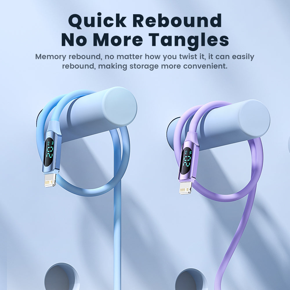 TOOCKI TQ-X55C1 2m Type-C to Lightning PD 20W Liquid Silicone Data Cable with Digital Display