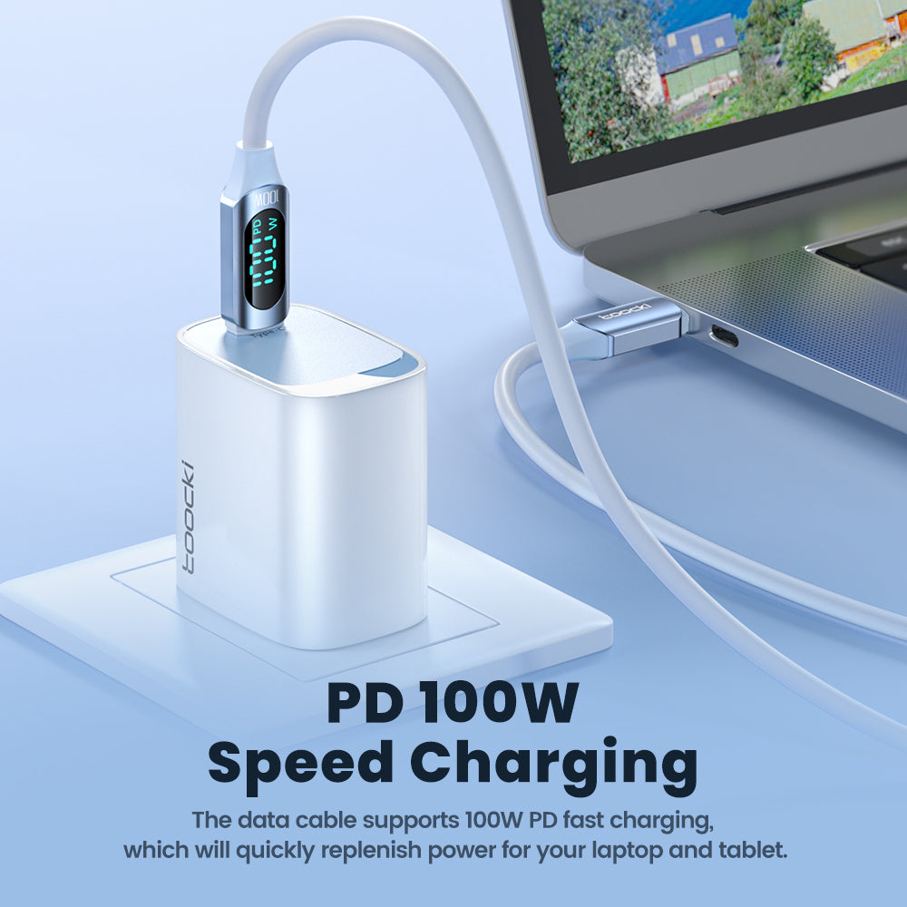 TOOCKI TQ-X55C2 2m Digital Display PD 100W Liquid Silicone Type-C Data Cable