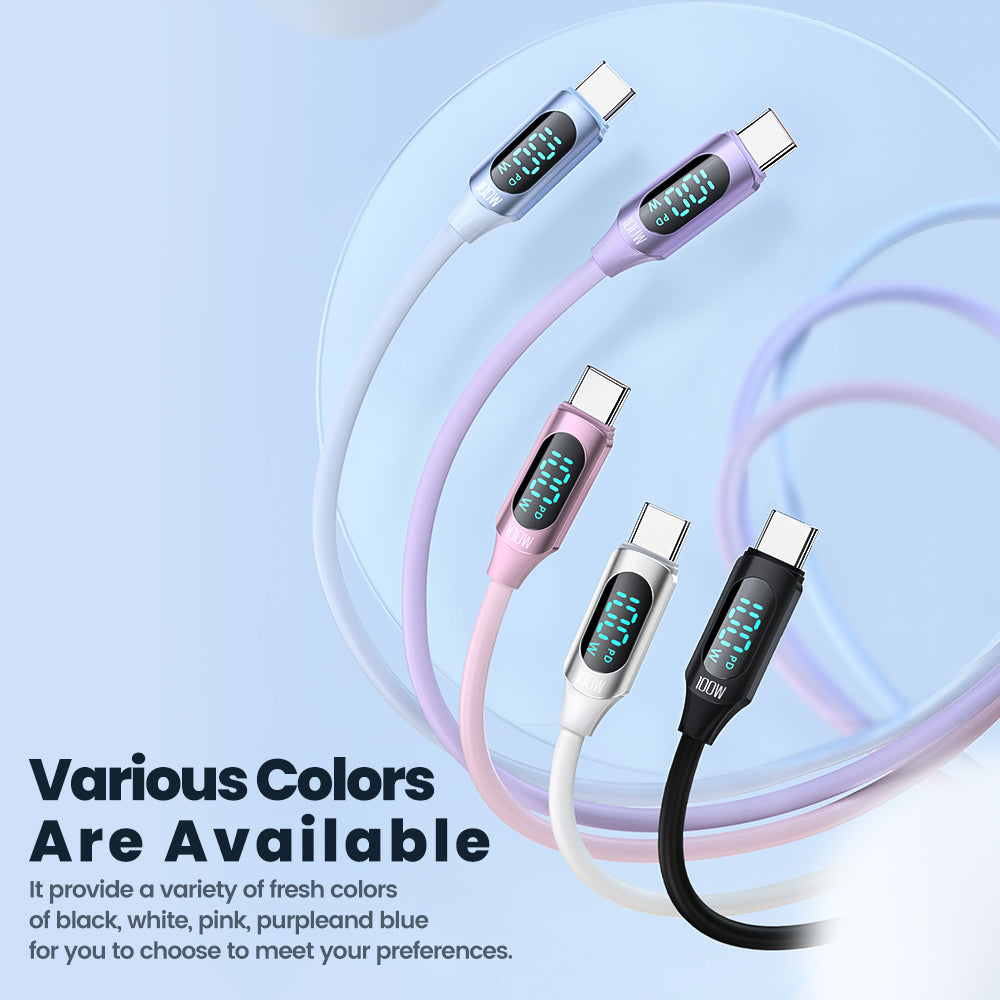 TOOCKI TQ-X55C2 2m Digital Display PD 100W Liquid Silicone Type-C Data Cable
