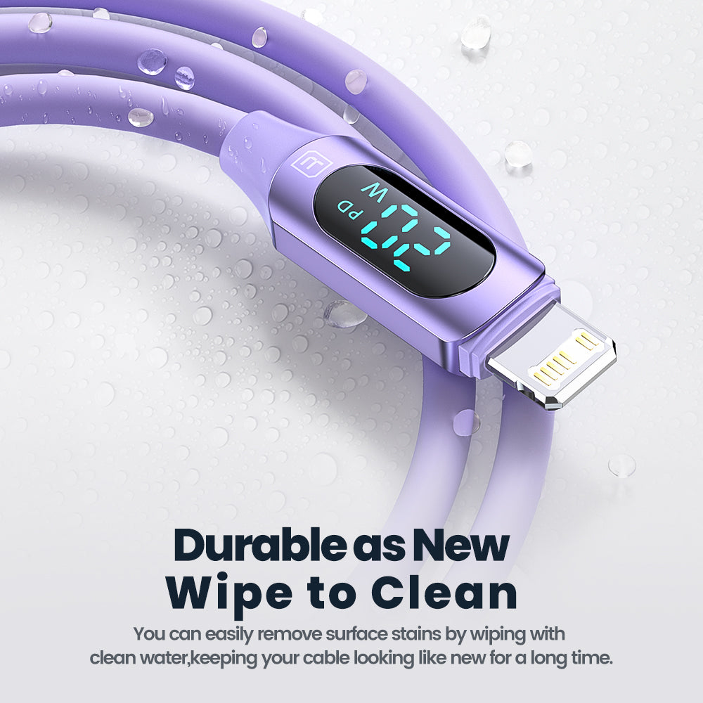 TOOCKI TQ-X55C1 1m PD 20W Digital Display Type-C to Lightning Liquid Silicone Data Cable