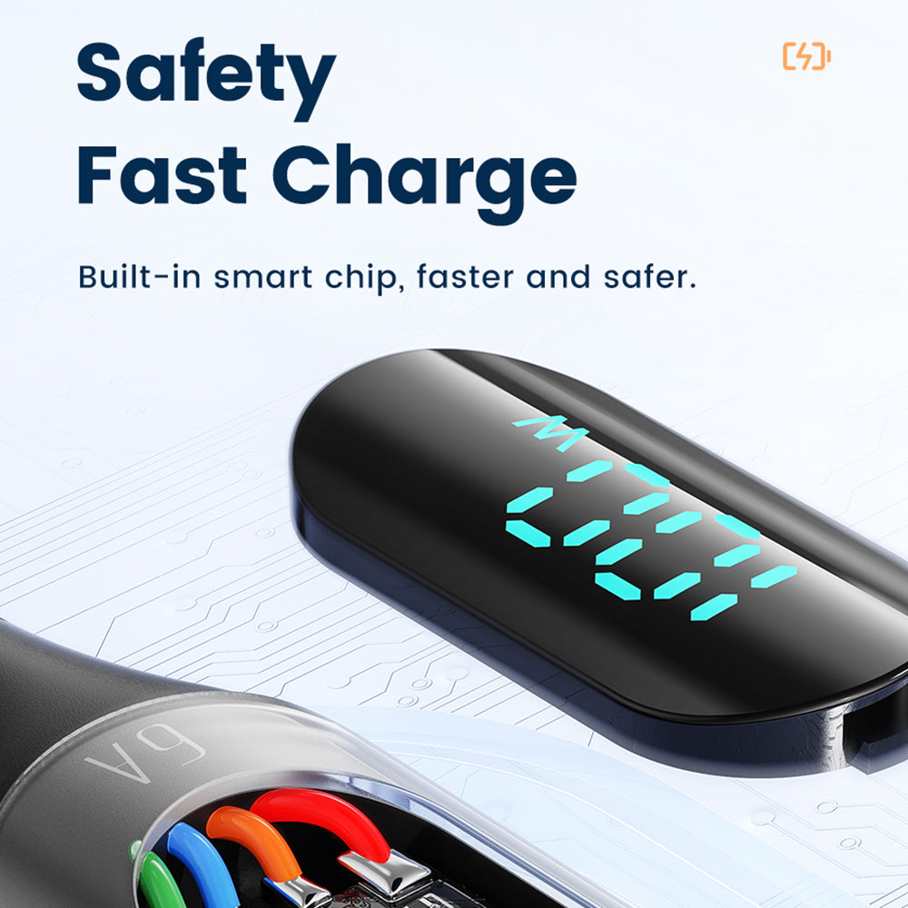 TOOCKI TQ-X72A 2-in-1 USB-A to Type-C / iP Data Cable, 1m 6A 66W Fast Charging Cable with Digital Display