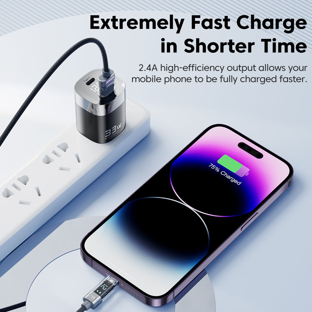 TOOCKI TQ-X36A1 2m USB to Lightning Digital Display Cord 2.4A Fast Charging Cable