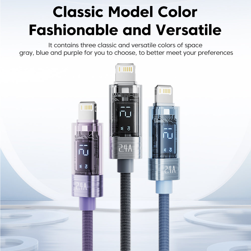 TOOCKI TQ-X36A1 2m USB to Lightning Digital Display Cord 2.4A Fast Charging Cable