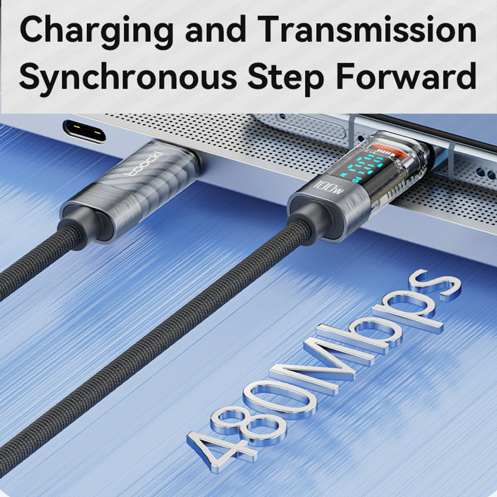 TOOCKI TQ-X36C2 1m E-Marker Chip PD 60W Fast Charging Type-C Cable