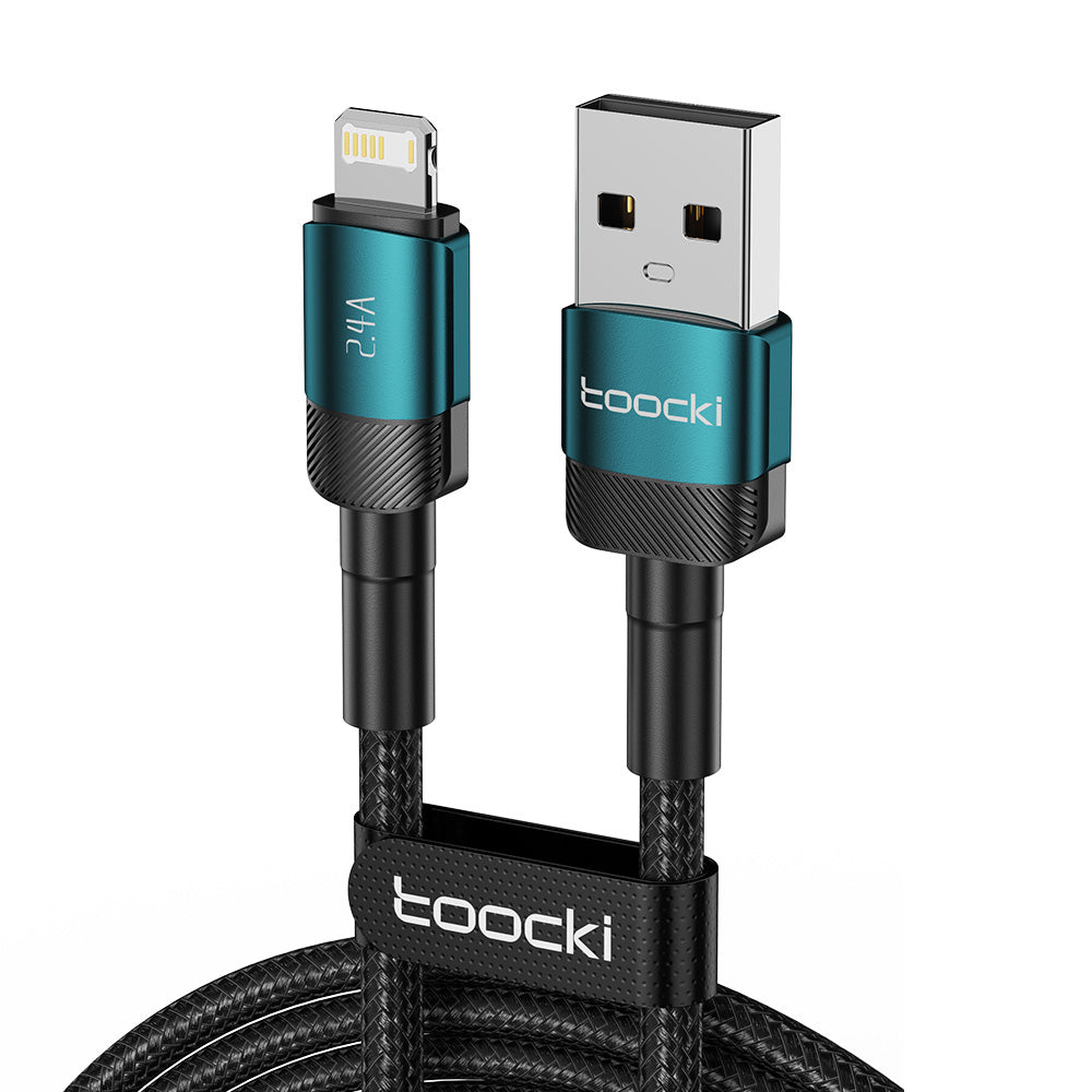 TOOCKI TQ-X12A1 1m USB to Lightning Data Cable 2.4A Fast Charging Braided Wire