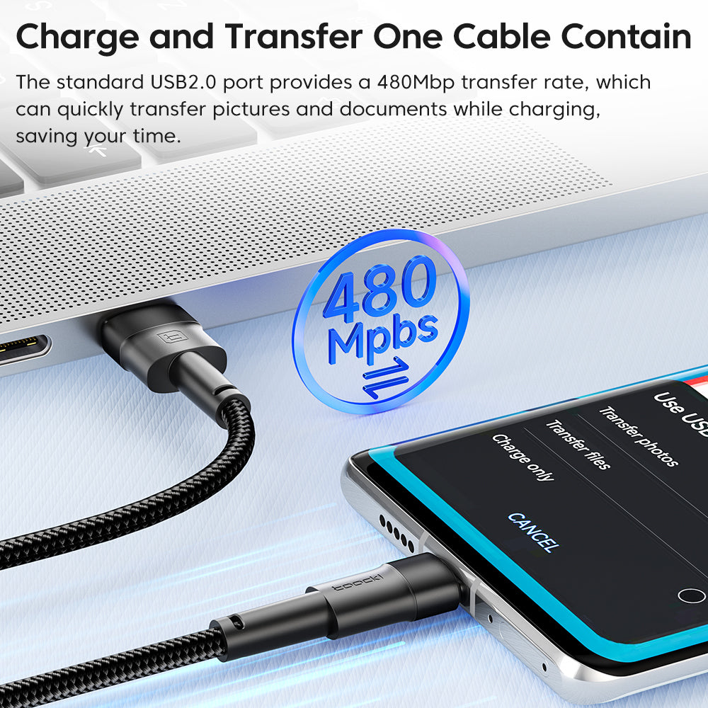 TOOCKI TQ-X16A3 1m USB to Type-C 3A Fast Charging Data Cable Braided Wire