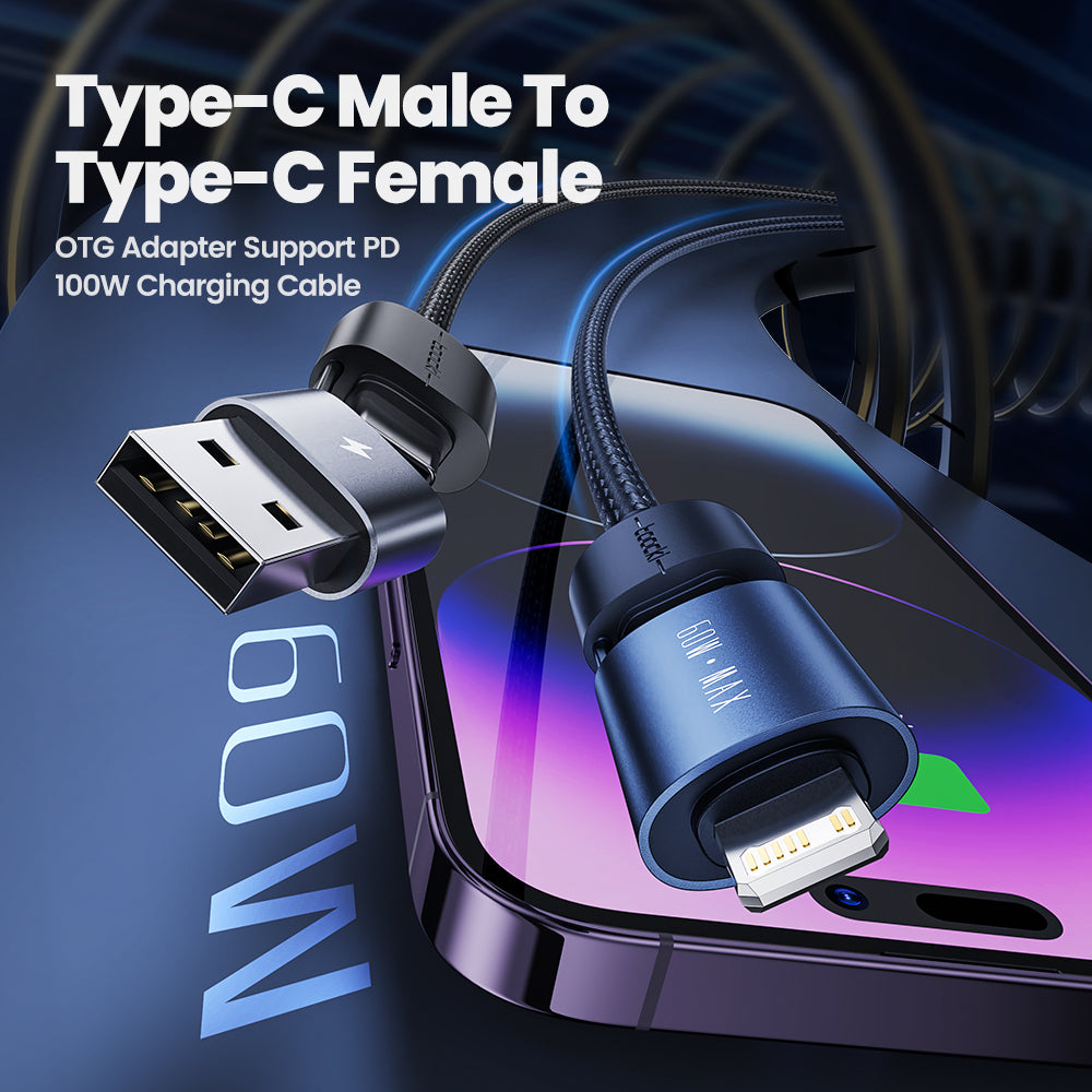 TOOCKI TQ-X44 1m USB-A / Type-C to Type-C / iP 4 in 1 60W Fast Charging Data Cable