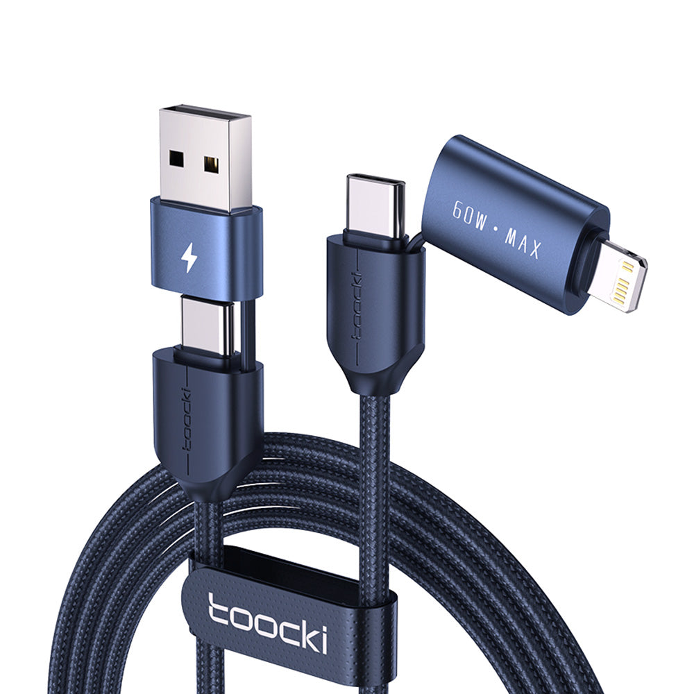 TOOCKI TQ-X44 1m USB-A / Type-C to Type-C / iP 4 in 1 60W Fast Charging Data Cable