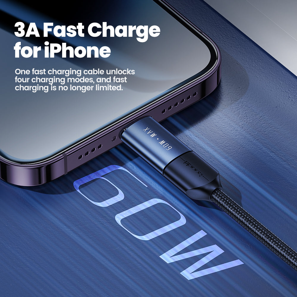 TOOCKI TQ-X44 2m USB-A / Type-C to Type-C / iP 4 in 1 Data Cable 60W Fast Charging Wire