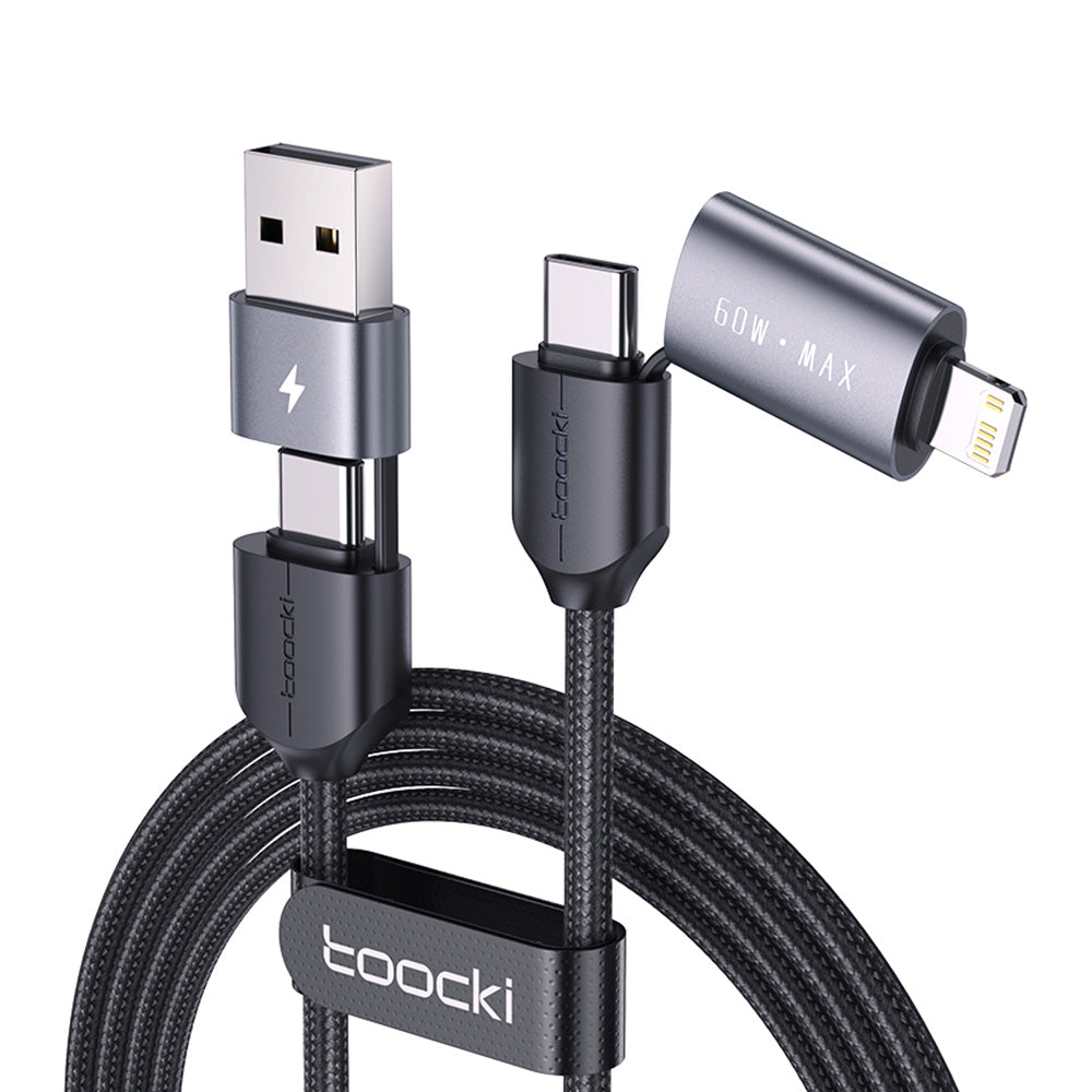 TOOCKI TQ-X44 2m USB-A / Type-C to Type-C / iP 4 in 1 Data Cable 60W Fast Charging Wire