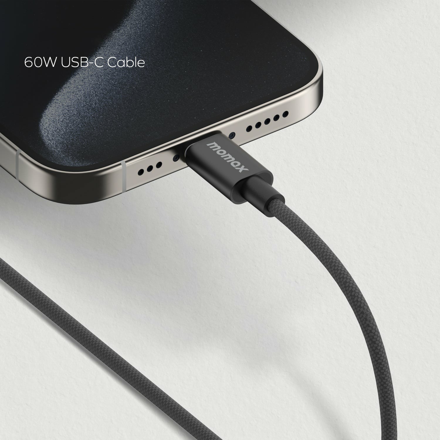 MOMAX Elite 0.5m PD 60W High Power USB C to USB C Nylon Braided Data Cable