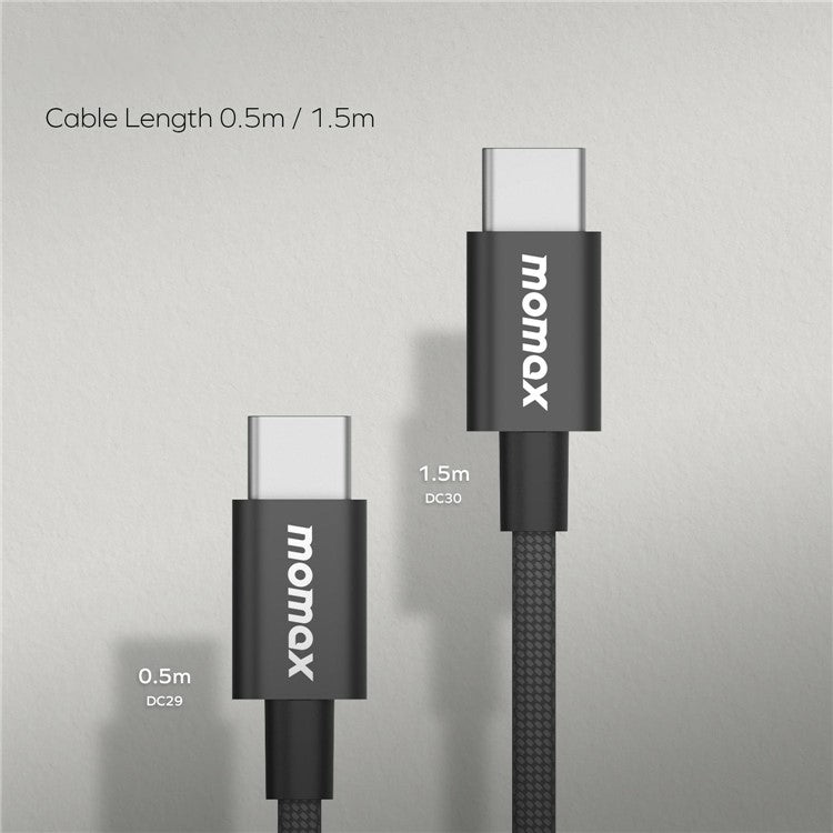MOMAX Elite 1.5m USB C to USB C PD 60W Fast Charging Wire Nylon Braided Data Cable