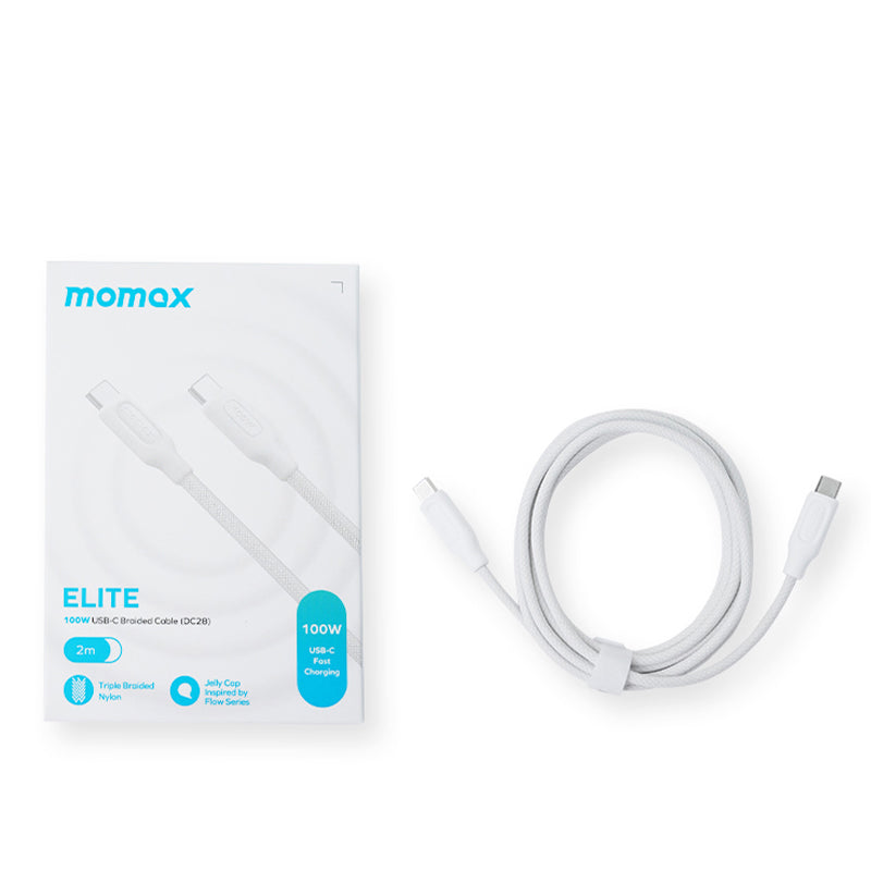 MOMAX Elite 2m Nylon Braided Charging Cable PD 100W USB C to USB C Data Cord