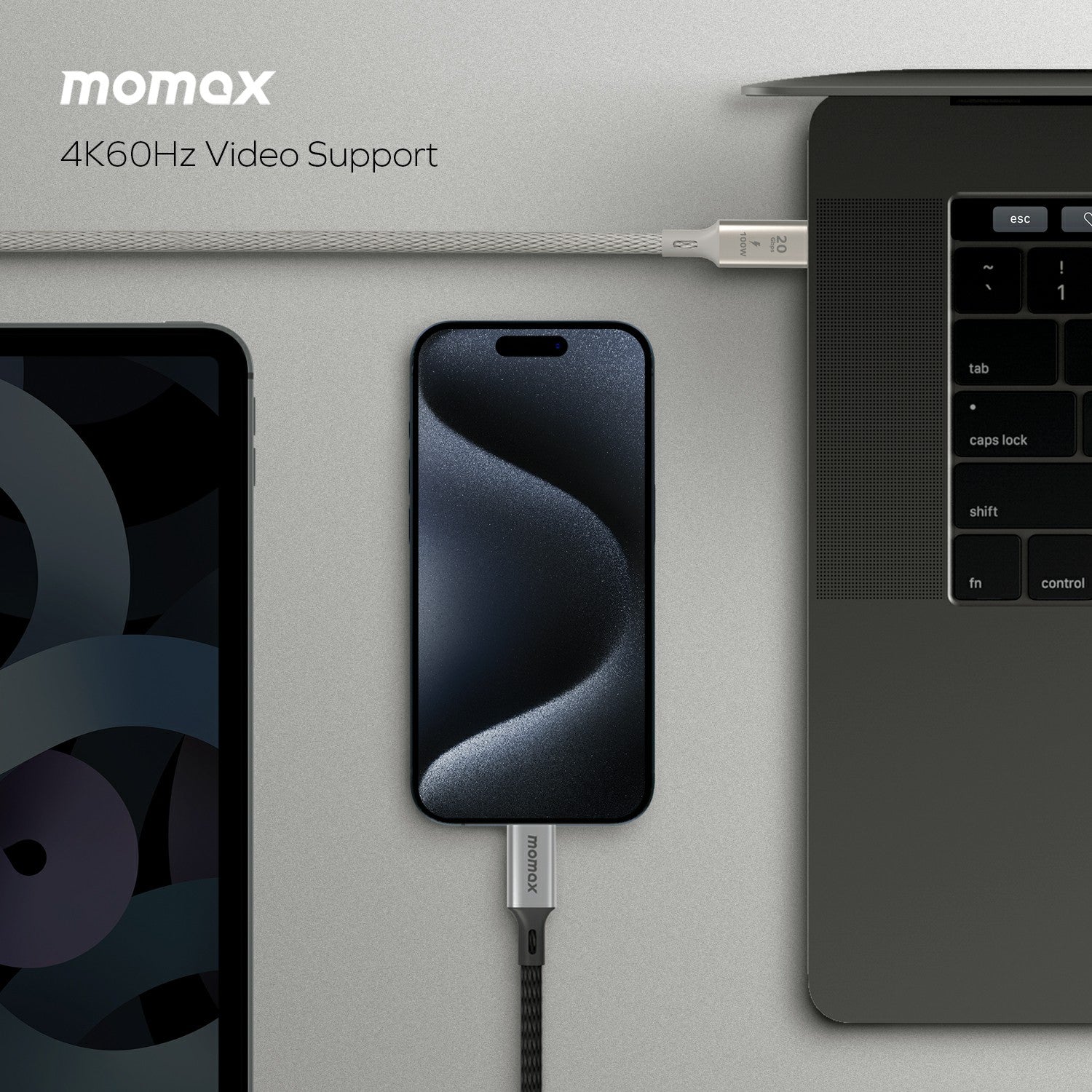 MOMAX Elite 1m USB3.2 Type-C to Type-C PD 100W Fast Charging Braided Data Cable