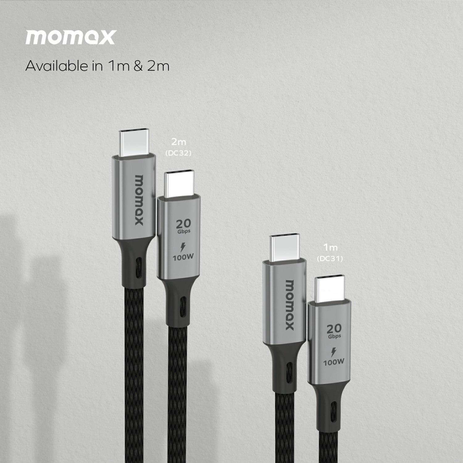 MOMAX Elite 1m USB3.2 Type-C to Type-C PD 100W Fast Charging Braided Data Cable