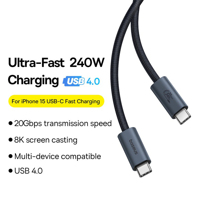 BASEUS Flash 2 USB4 Full-Featured Charging Cable USB-C to USB-C 240W Data Cord