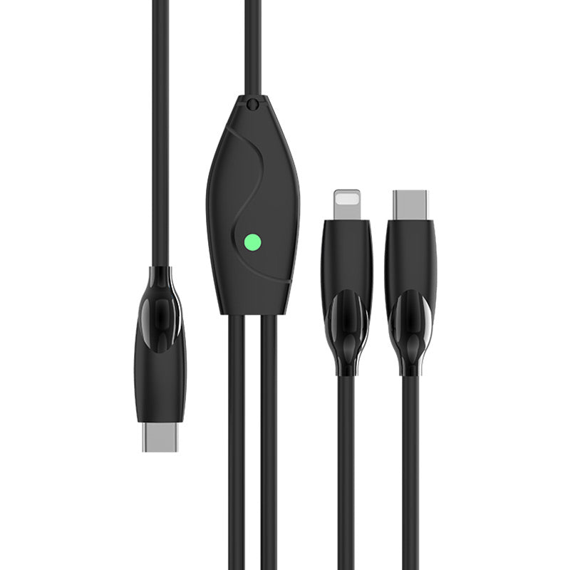 ENKAY HAT PRINCE 1.2m 2-in-1 Charging Cable PD 100W Type-C to Type-C+iP Data Cord with Indicator Light
