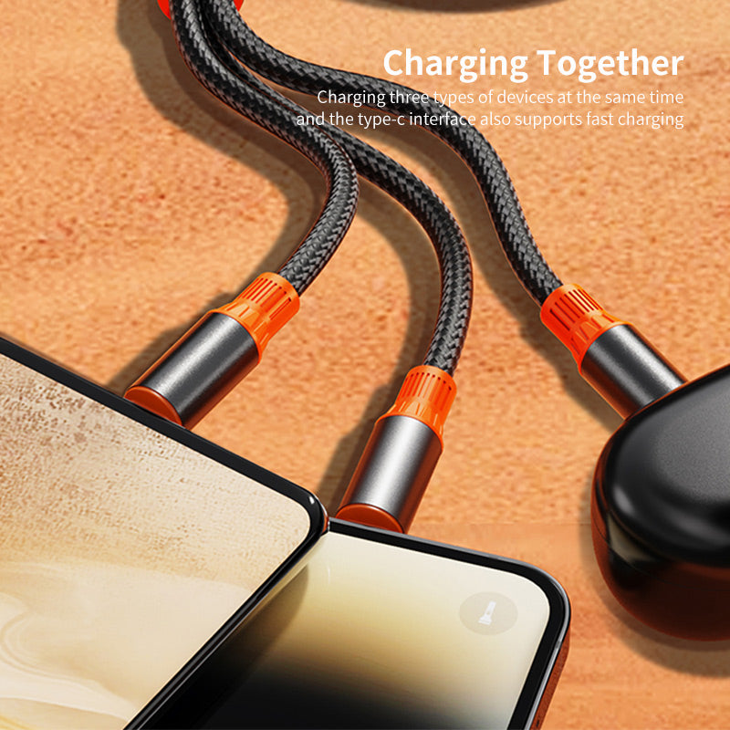 ENKAY USB / Type-C to iP / Type-C / Micro USB 5A Fast Charging Cable Nylon Braided Data Cable