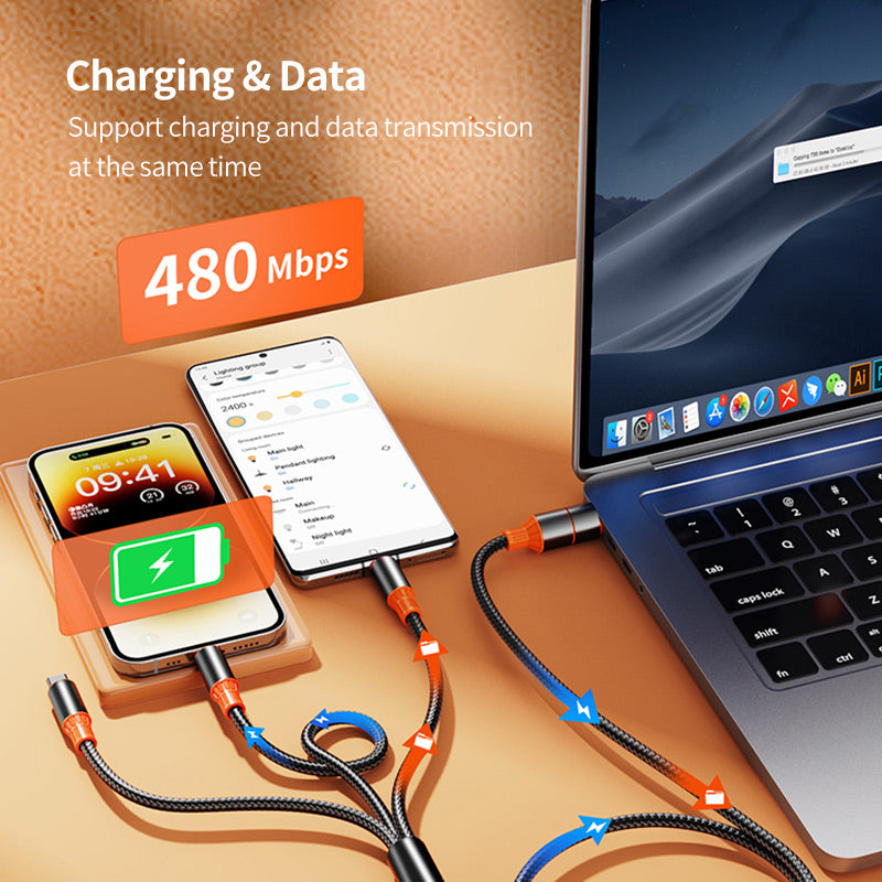 ENKAY USB / Type-C to iP / Type-C / Micro USB 5A Fast Charging Cable Nylon Braided Data Cable