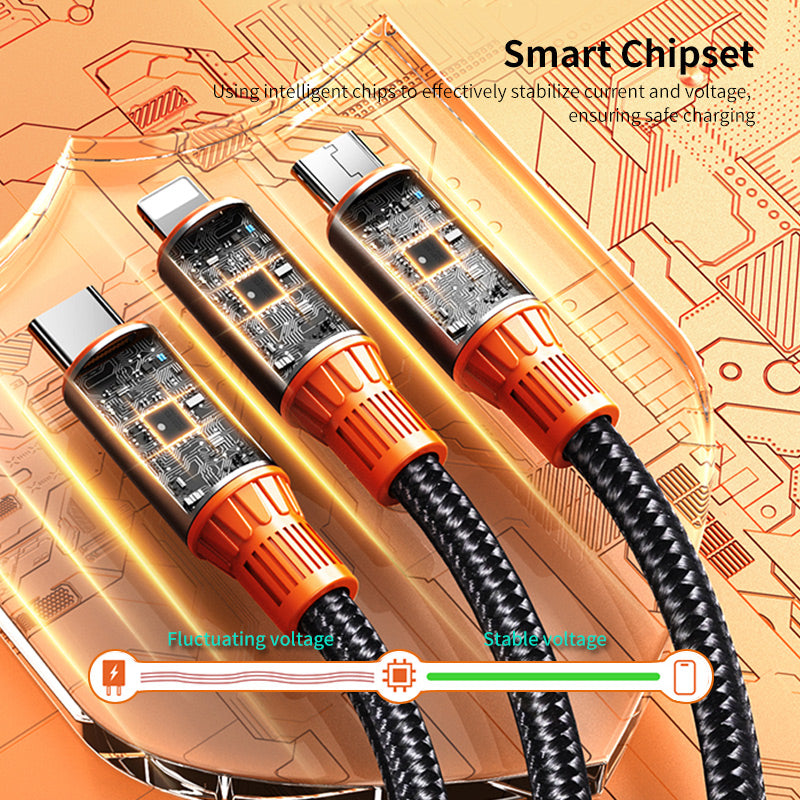 ENKAY USB / Type-C to iP / Type-C / Micro USB 5A Fast Charging Cable Nylon Braided Data Cable