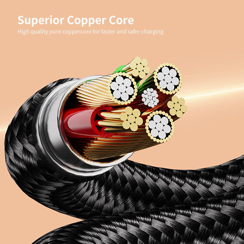 ENKAY USB / Type-C to iP / Type-C / Micro USB 5A Fast Charging Cable Nylon Braided Data Cable