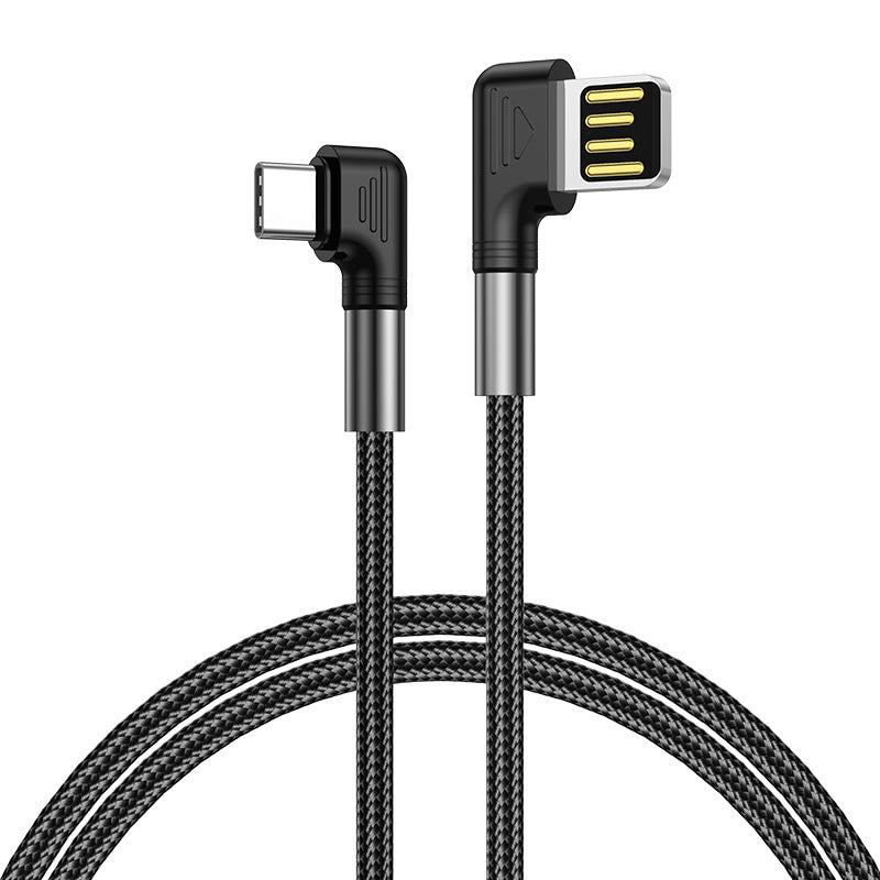 ENKAY HAT PRINCE 2m Fast Charging Cable 3A Dual Angled USB to Type-C Nylon Braided Cord
