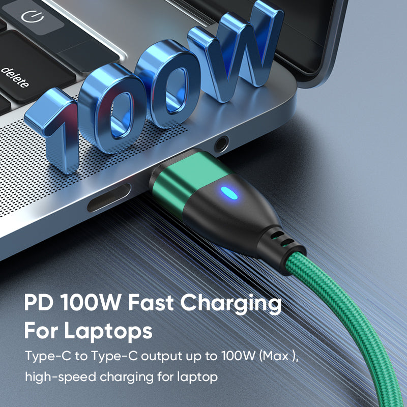 ENKAY 1m 24Pin PD 100W Type-C to iP / Type-C / Micro USB Magnetic Charging Data Cable with LED Indicator