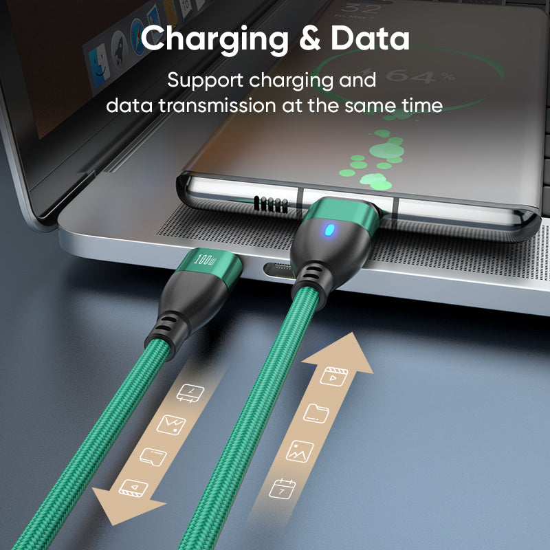 ENKAY 1m 24Pin PD 100W Type-C to iP / Type-C / Micro USB Magnetic Charging Data Cable with LED Indicator