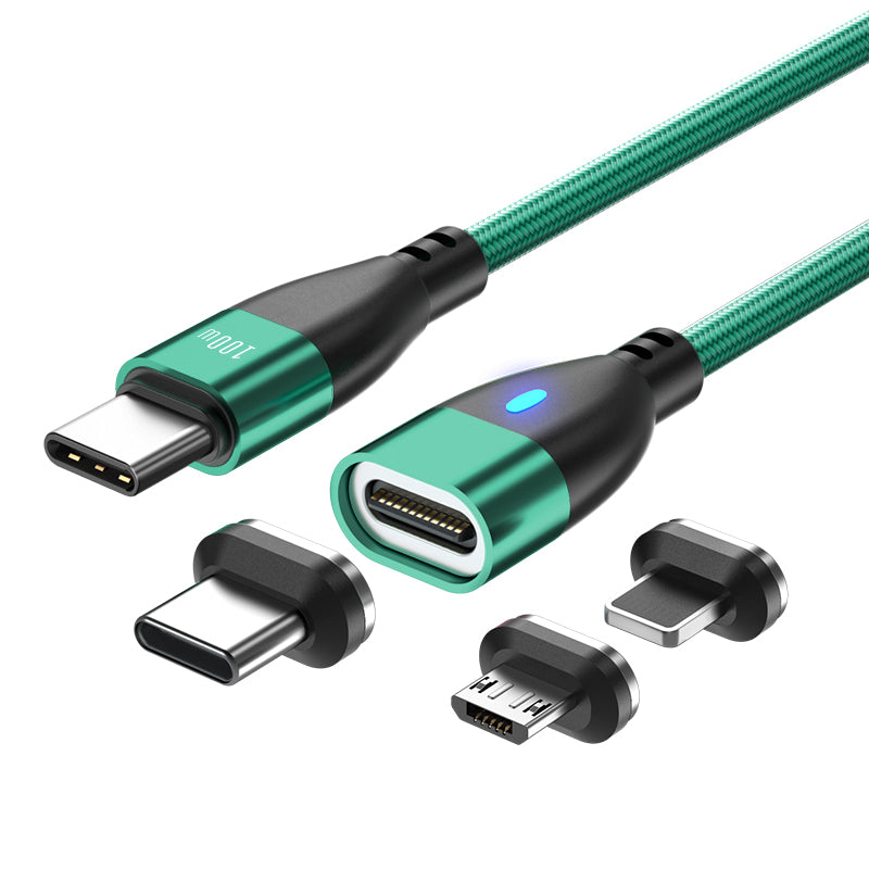 ENKAY 1.8m Type-C to iP / Type-C / Micro Magnetic Charging Cable LED Indicator Data Cable with Adapters