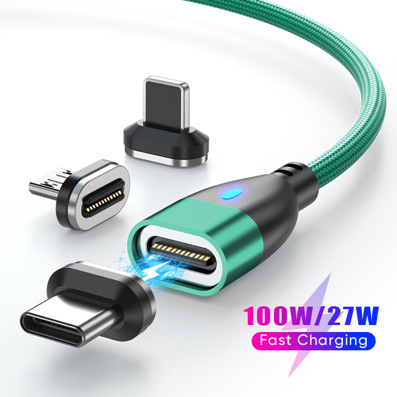ENKAY 1.8m Type-C to iP / Type-C / Micro Magnetic Charging Cable LED Indicator Data Cable with Adapters
