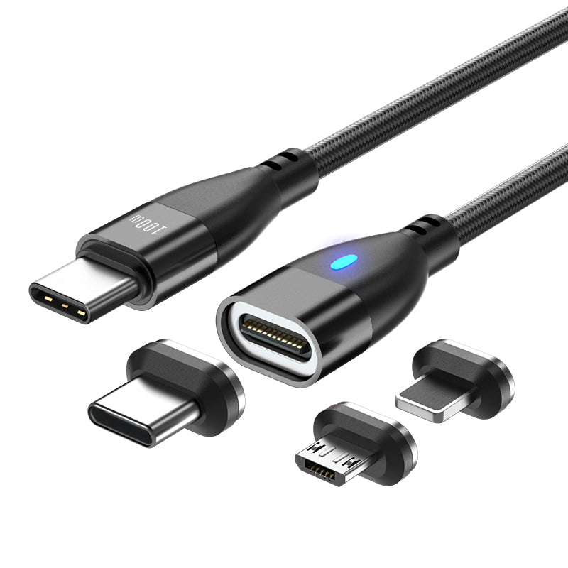 ENKAY 1.8m Type-C to iP / Type-C / Micro Magnetic Charging Cable LED Indicator Data Cable with Adapters