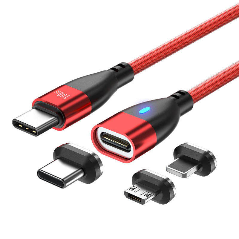 ENKAY 1.8m Type-C to iP / Type-C / Micro Magnetic Charging Cable LED Indicator Data Cable with Adapters