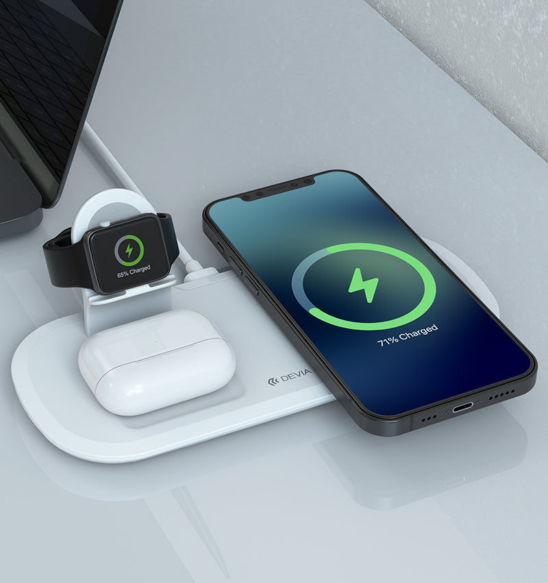 DEVIA Smart Series Wireless Charger 3-in-1 15W Fast Charging Station for Phone / Watch / Earphone