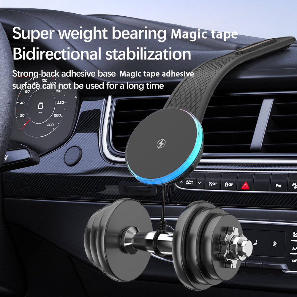 HS-X12 For iPhone 12-15 Series Bendable Car Dashboard Magnetic Phone Wireless Charger with RGB Light