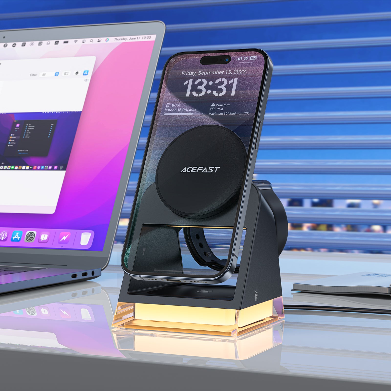 ACEFAST E17 Wireless Charger 3-in-1 Charging Station 20.5W Magnetic Stand Dock