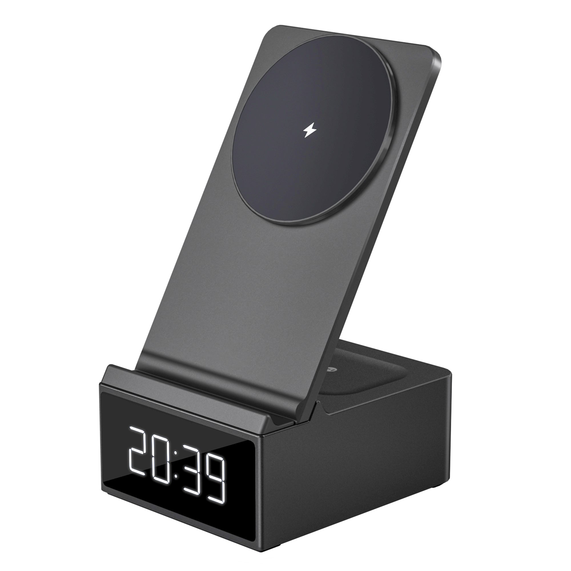 WIWU Wi-W011 15W Wireless Charger Phone Earphone Charging Stand with Digital Clock
