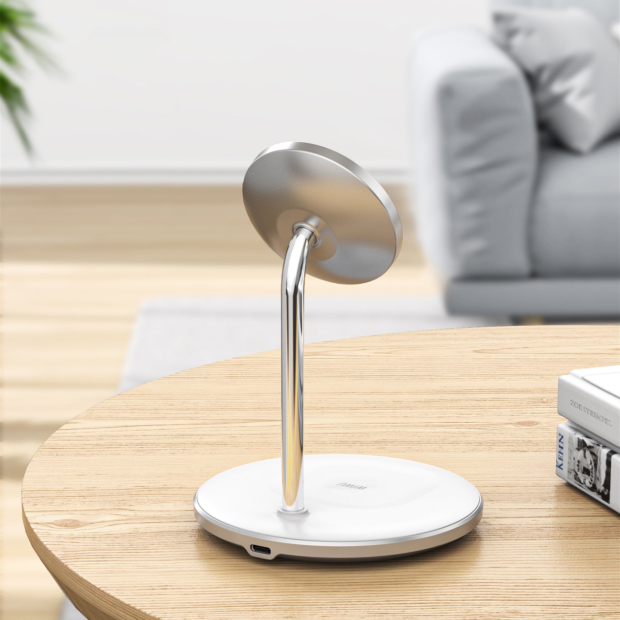 WIWU Wi-W019 Magnetic Wireless Charger for iPhone 12-15 Series 2-in-1 Phone Earphone Charging Stand