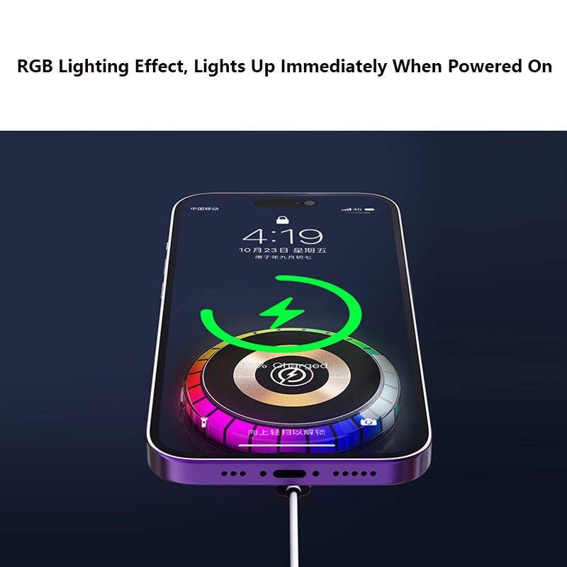 W03 15W Car Magnetic Wireless Charger with Sound Pickup Ambient Light