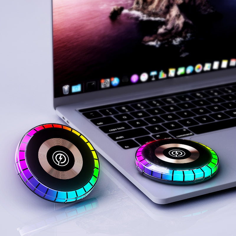 W03 15W Car Magnetic Wireless Charger with Sound Pickup Ambient Light