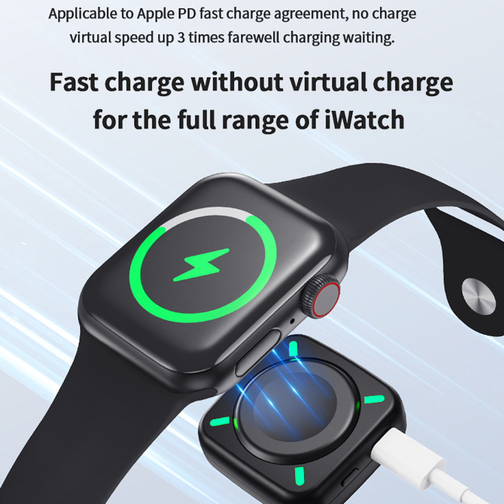 W03 Wireless Charger 2580mAh Wireless Charging Station Type-C Power Bank Compatible with Apple iWatch Phone Earphone