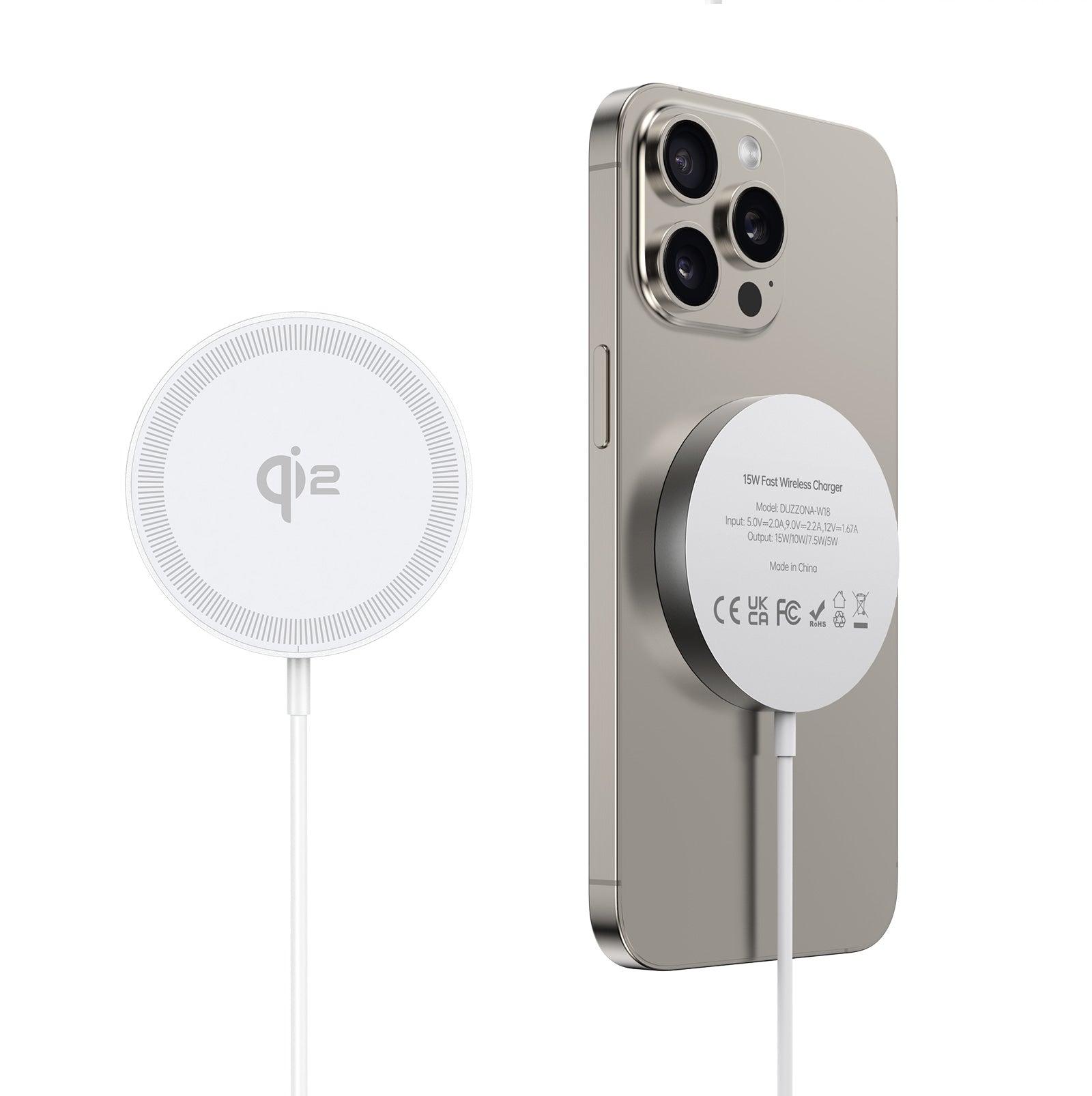 DUZZONA W18 Qi2 15W Fast Charging Magnetic Wireless Phone Charger