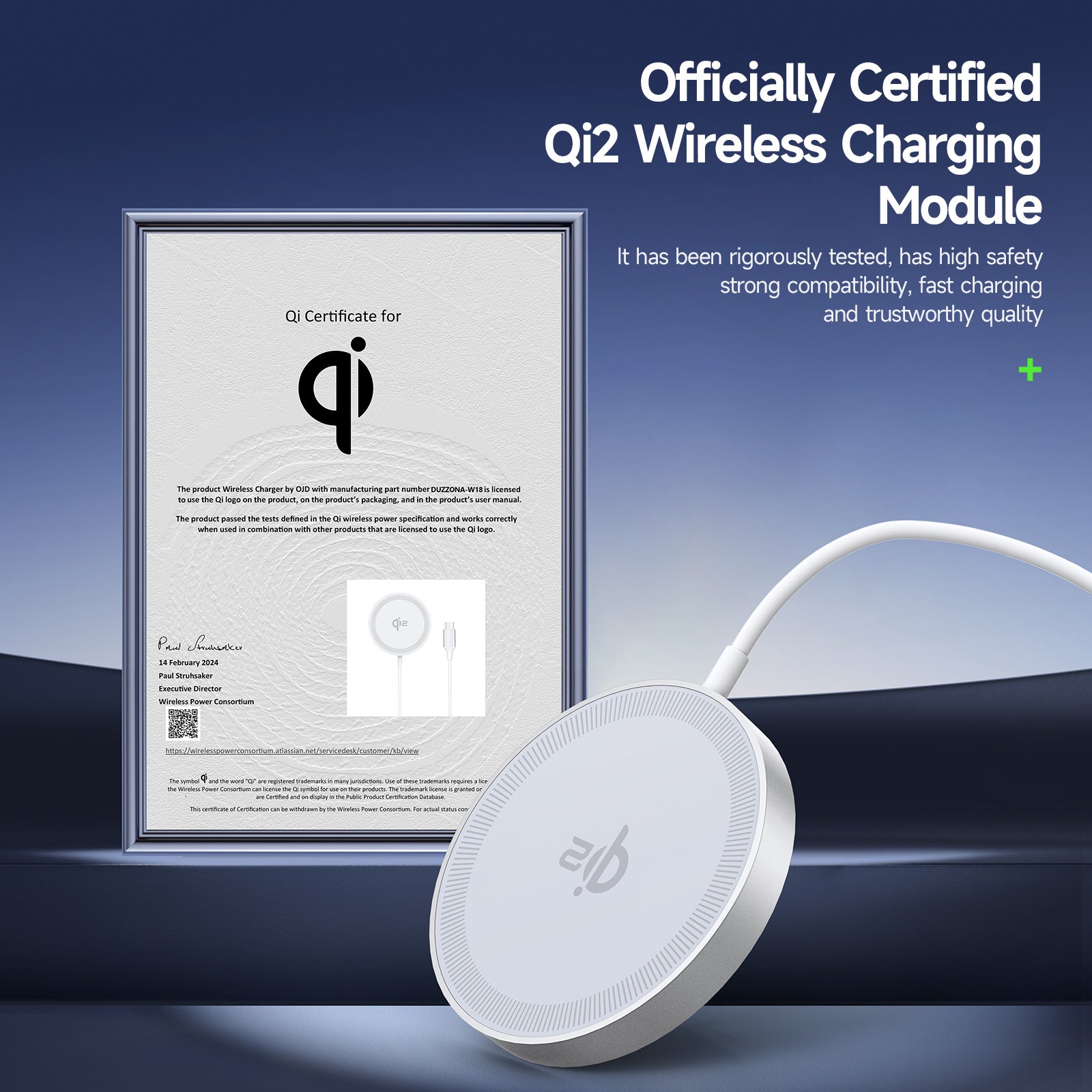 DUZZONA W18 Qi2 15W Fast Charging Magnetic Wireless Phone Charger