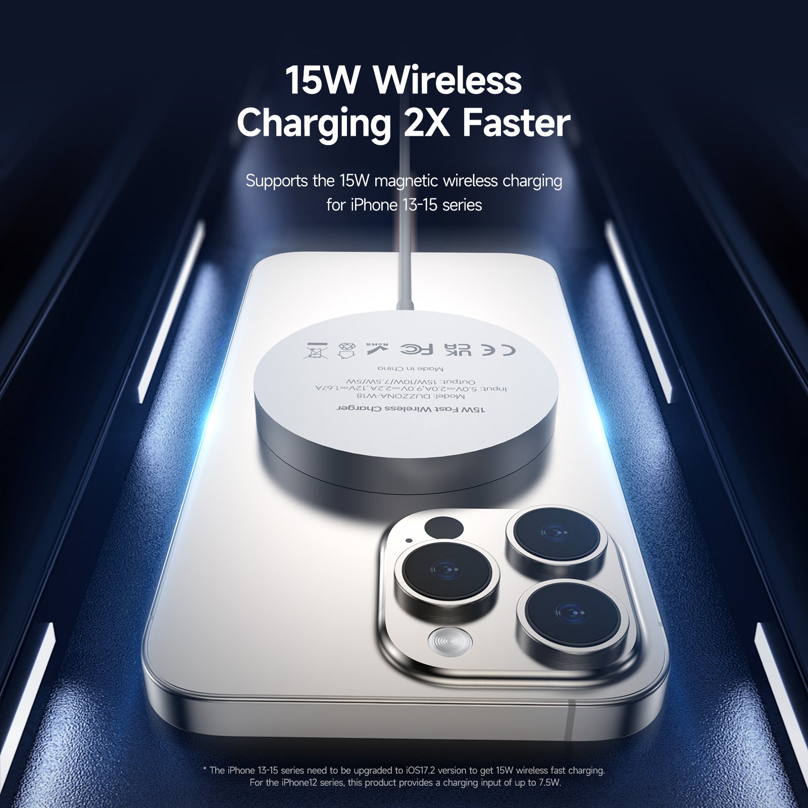 DUZZONA W18 Qi2 15W Fast Charging Magnetic Wireless Phone Charger