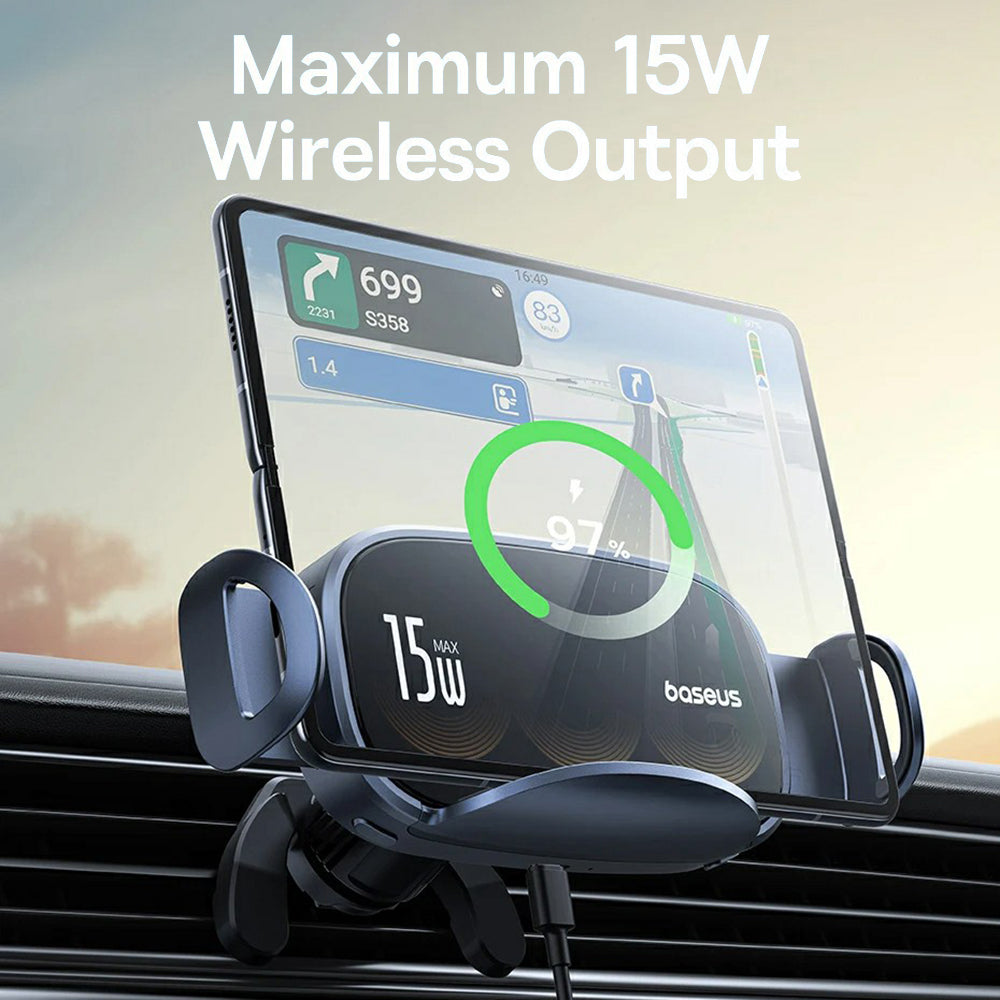 BASEUS LightChaser Series Triple Coil 15W Wireless Charger Electric Car Air Vent Mount