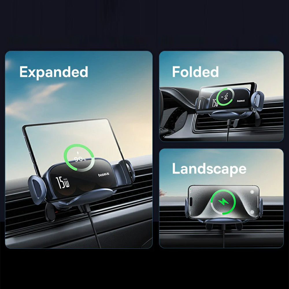 BASEUS LightChaser Series Triple Coil 15W Wireless Charger Electric Car Air Vent Mount